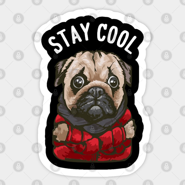 Stay cool pug dog Sticker by sharukhdesign